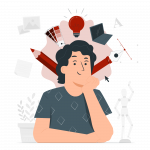 Illustration d'un étudiant qui réfléchit