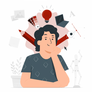 Illustration d'un étudiant qui réfléchit